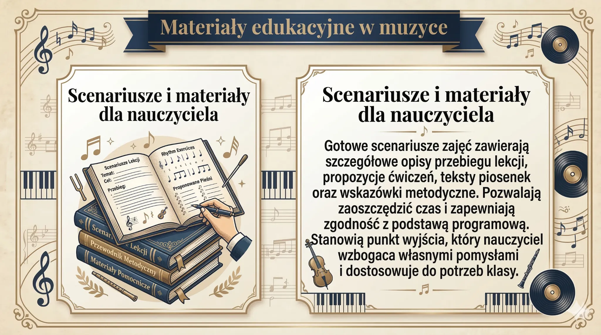 Materiały edukacyjne w muzyce - scenariusze i materiały dla nauczyciela