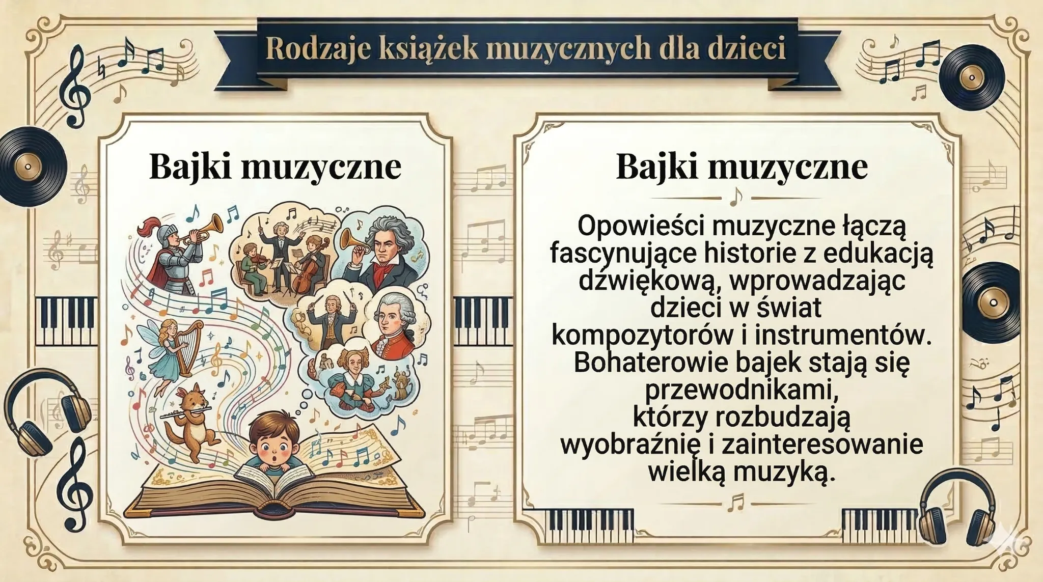 Rodzaje książek muzycznych dla dzieci - bajki muzyczne