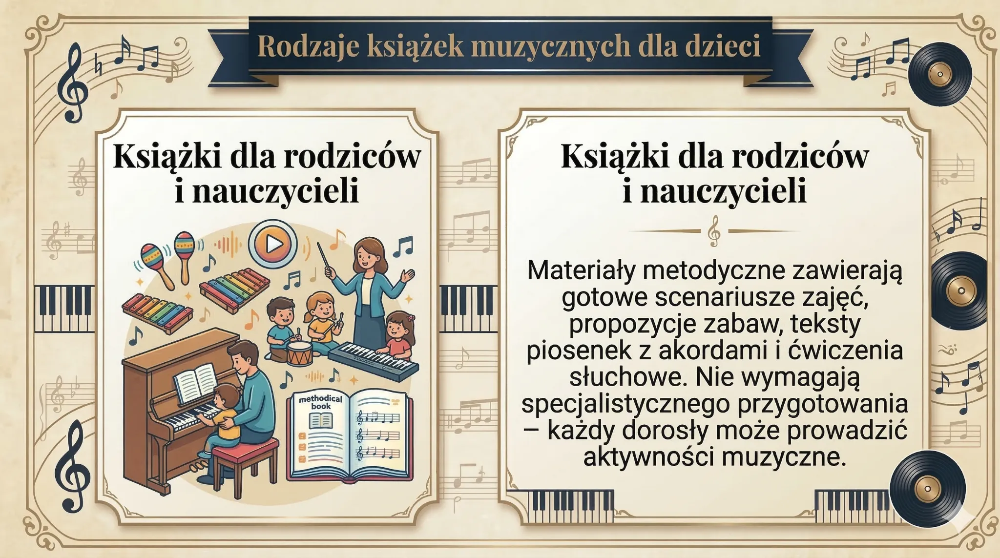 Rodzaje książek muzycznych dla dzieci - książki dla rodziców i nauczycieli