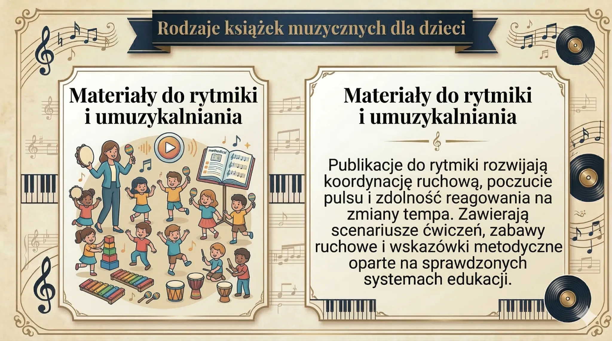 Rodzaje książek muzycznych dla dzieci - materiały do rytmiki i umuzykalniania
