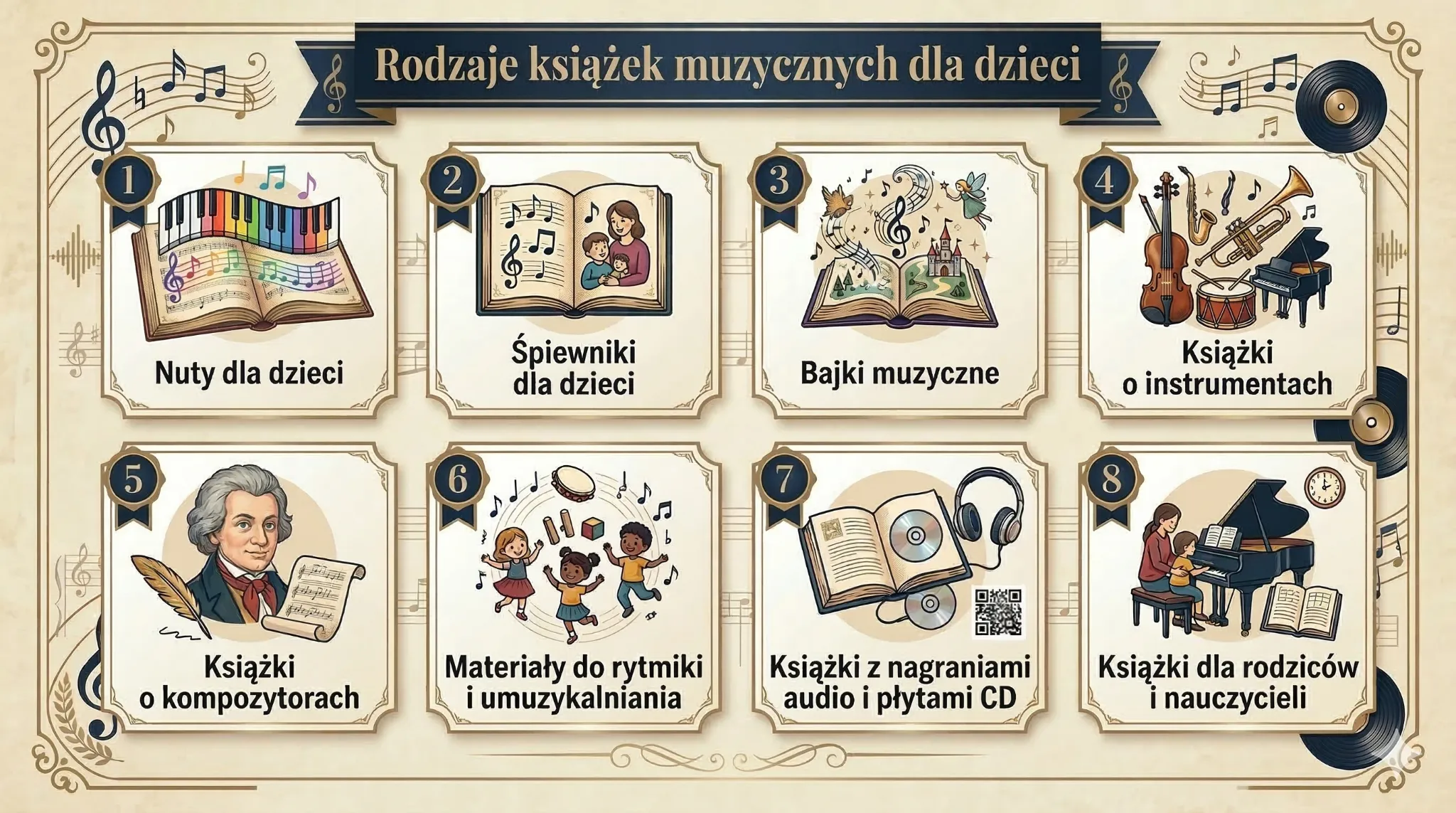 Rodzaje książek muzycznych dla dzieci