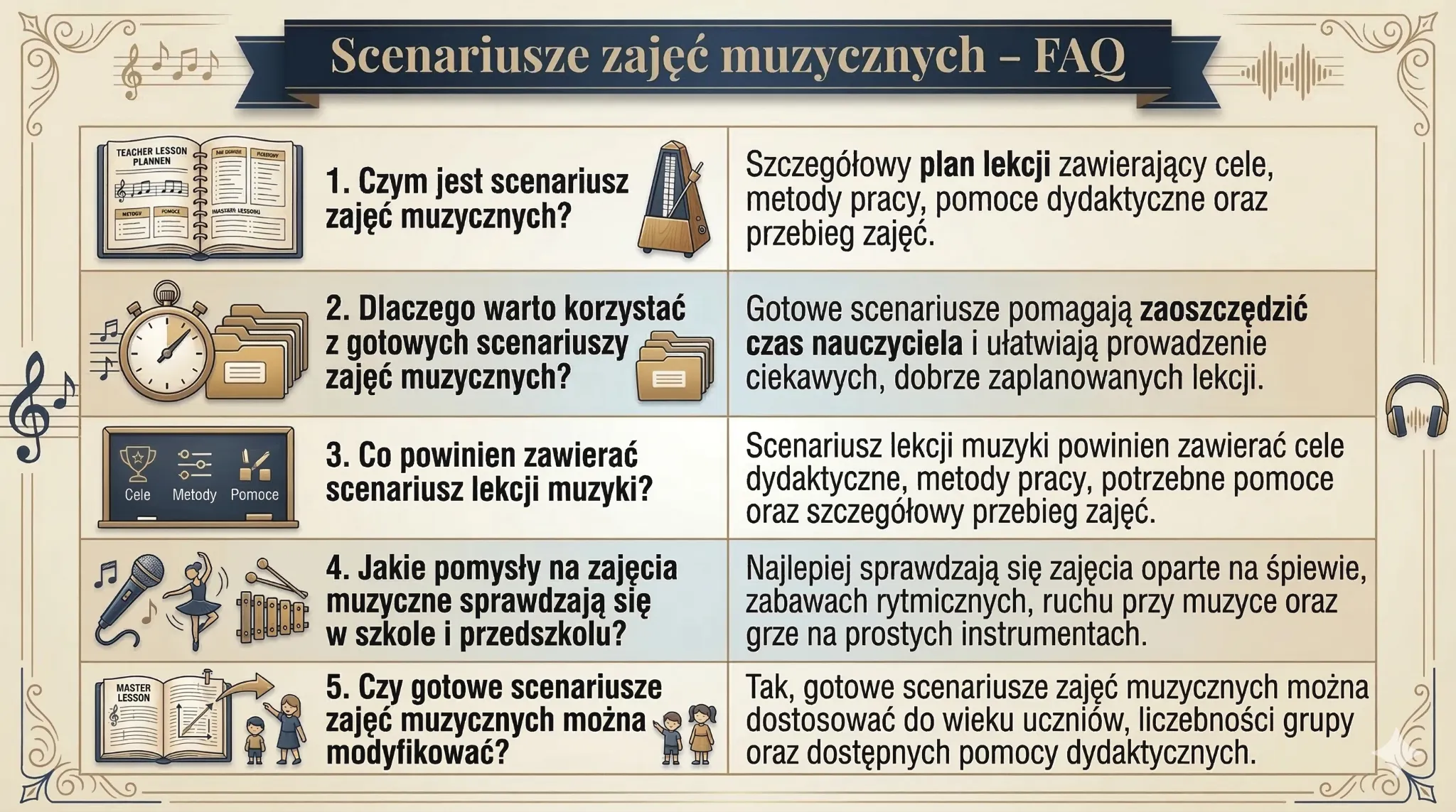 Scenariusze zajęć muzycznych - FAQ