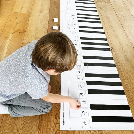 Pianino klawiatura mata edukacyjna - nauka nut i ich położenia