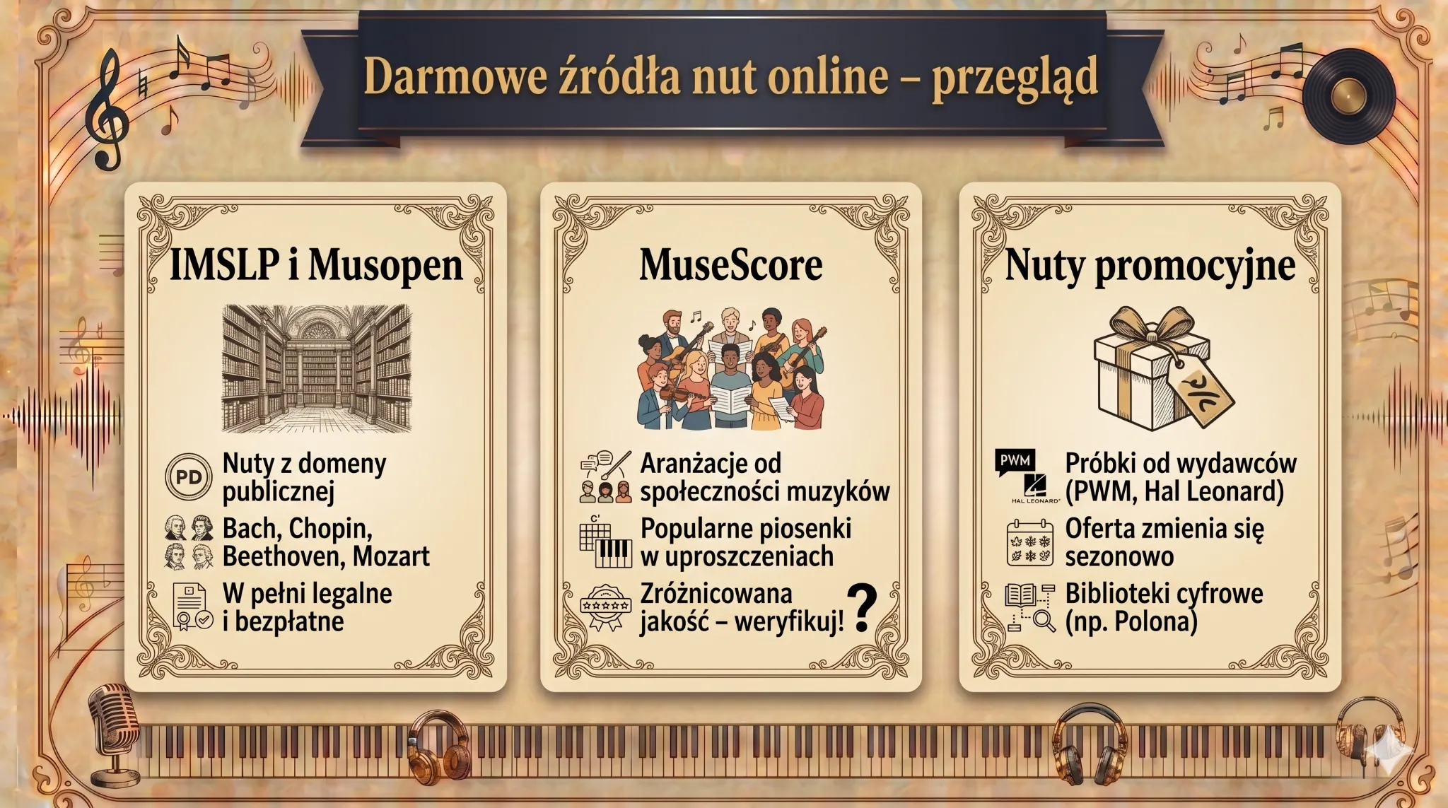 Darmowe źródła nut online - przegląd