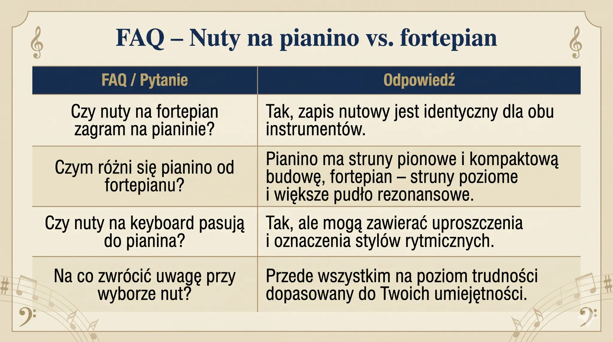FAQ - nuty na pianino vs. fortepian