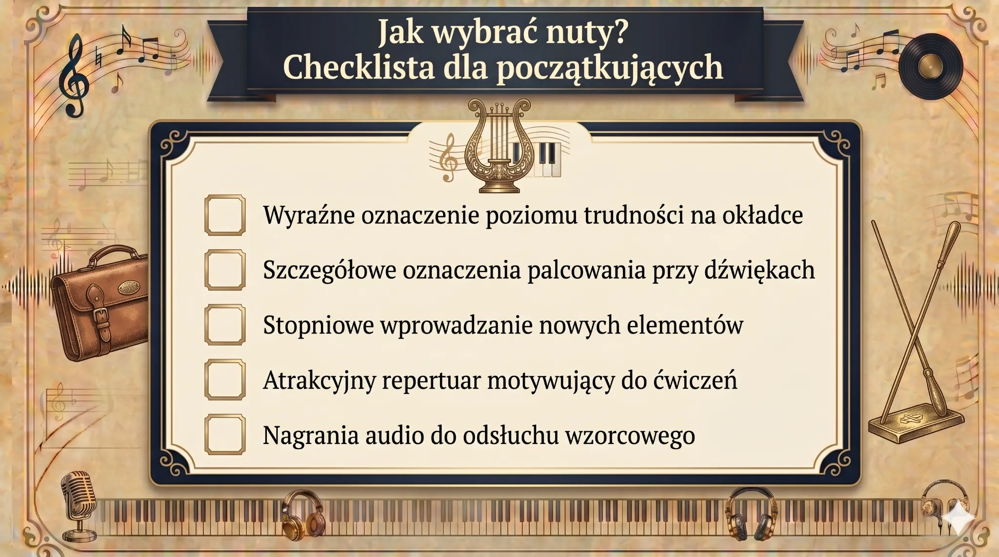Jak wybrać nuty? Checklista dla początkujących