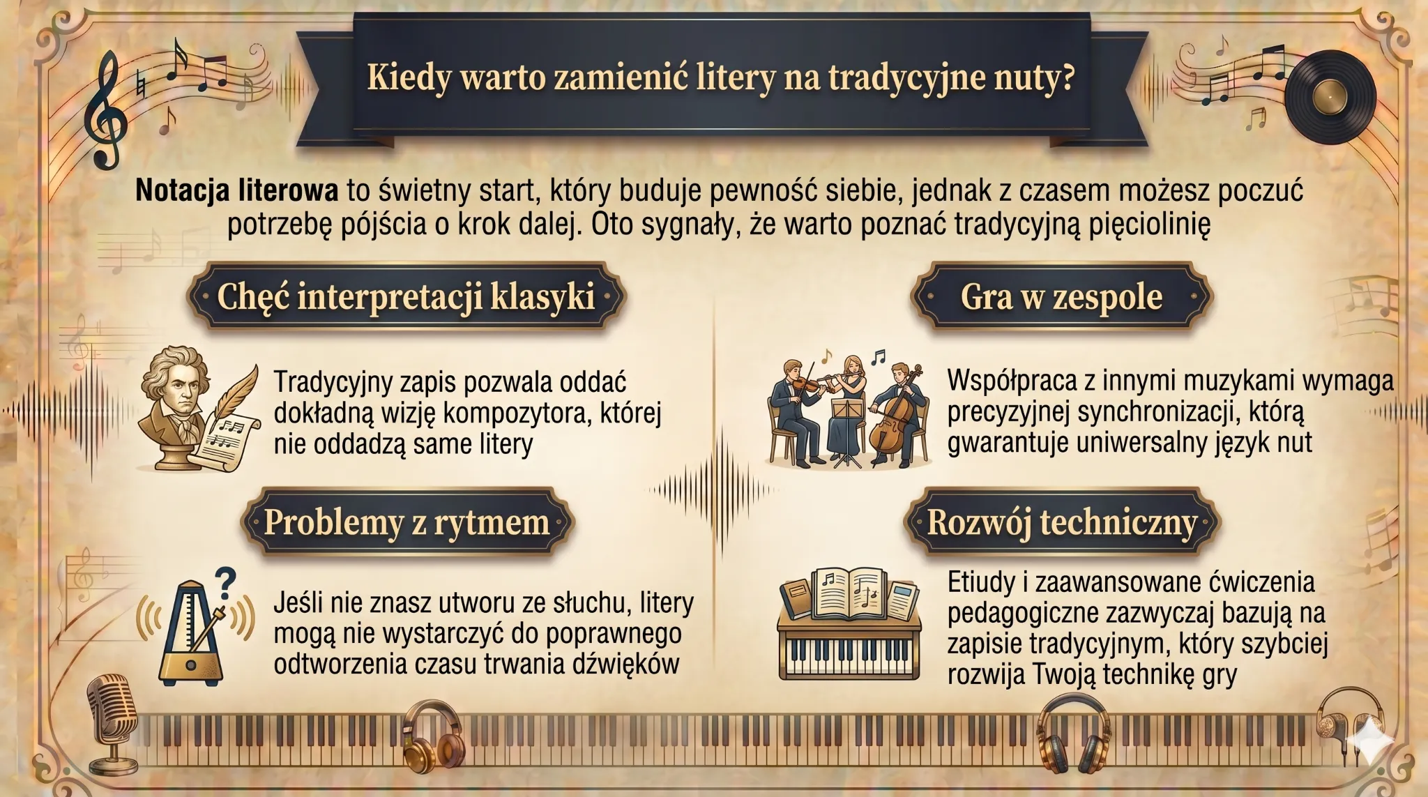 Kiedy warto zamienić litery na tradycyjne nuty?