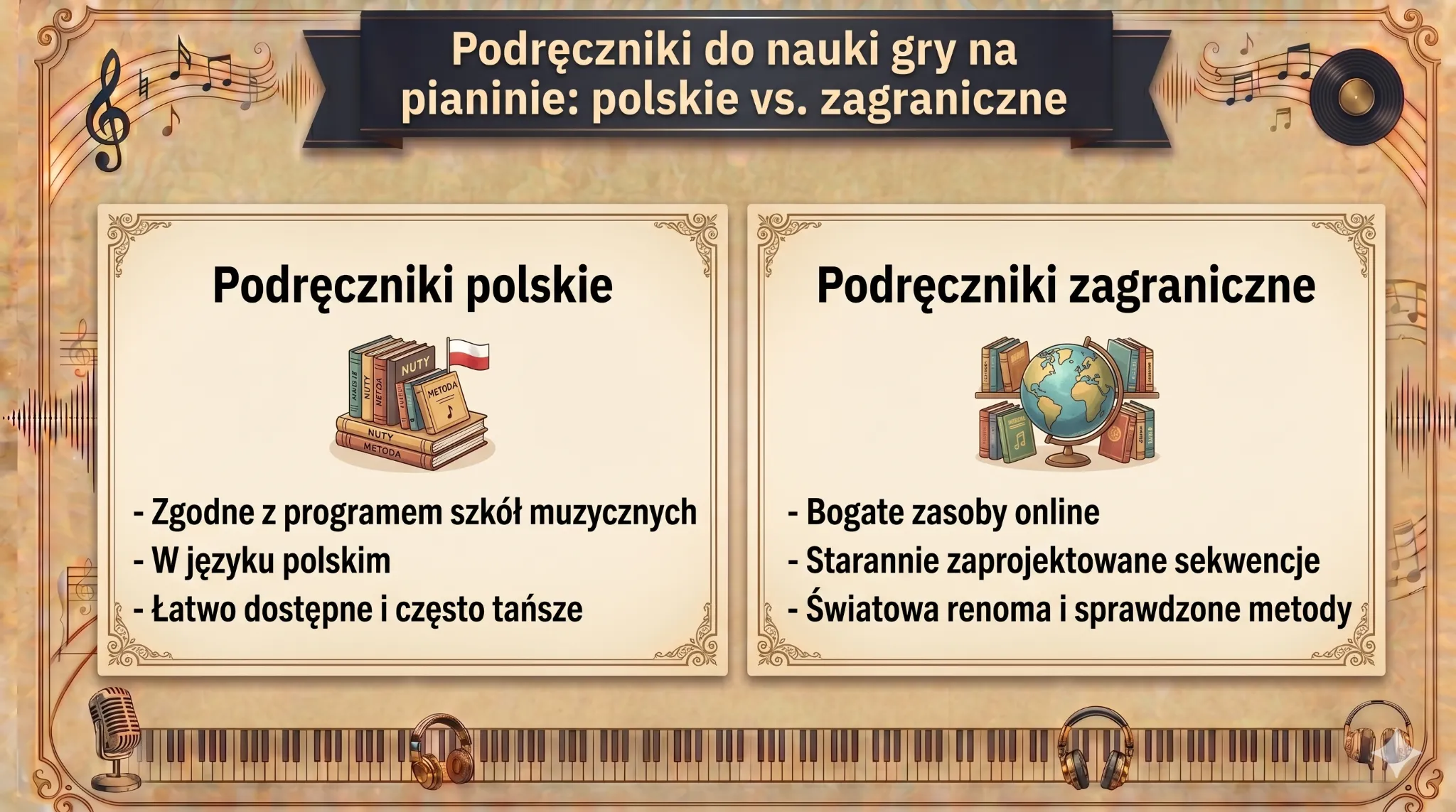 Podręczniki do nauki gry na pianinie: polskie vs. zagraniczne