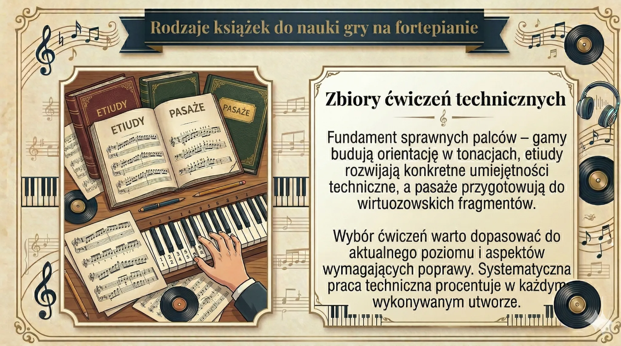 Rodzaje książek do nauki gry na fortepianie - zbiory ćwiczeń technicznych