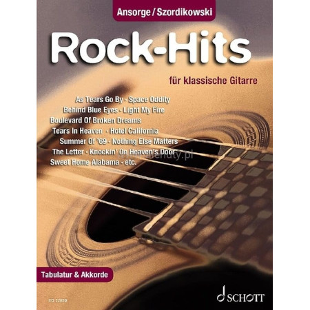 Rock-Hits fur klassische Guitarre - 25 rockowych hitów - nuty i tabulatury na gitarę klasyczną, akordy i słowa piosenek