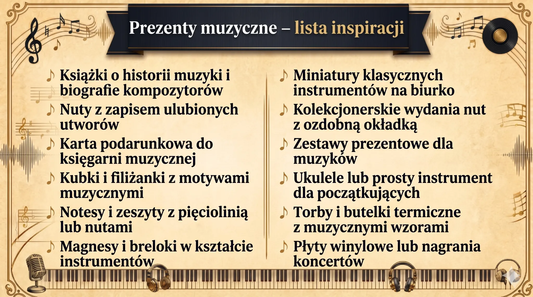 Prezenty muzyczne - lista inspiracji