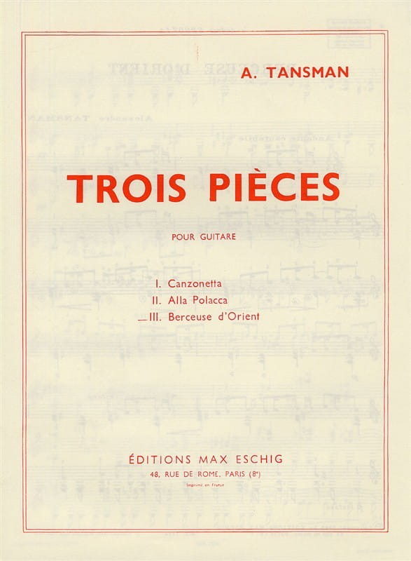 Alexandre Tansman: Trois pieces pour guitar - 3. Berceuse d'Orient - nuty na gitarę klasyczną