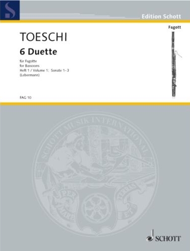 Carl Joseph Toeschi: 6 Duette fur Fagott - sześć duetów tom 1 nr 1-3 - nuty na dwa fagoty