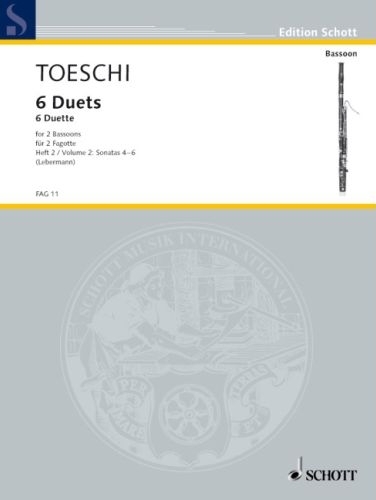 Carl Joseph Toeschi: 6 Duette fur Fagott - sześć duetów tom 2 nr 4-6 - nuty na dwa fagoty