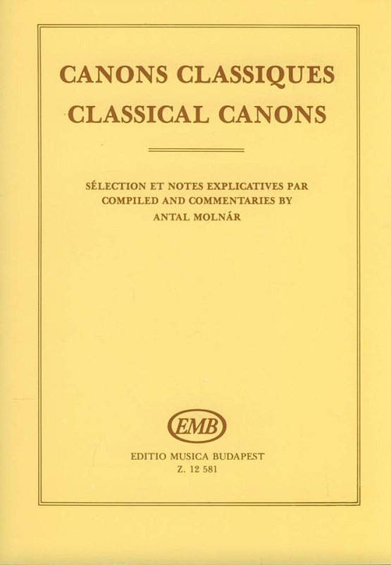 Canons classiques - Antal Molnar - klasyczne kanony dla zespołów wokalnych lub chórów - nuty na głos