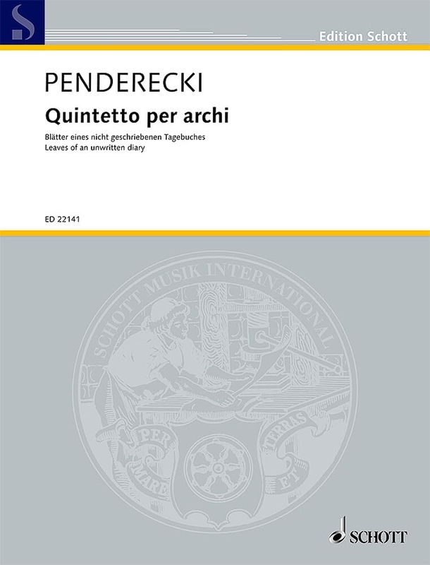 Krzysztof Penderecki: Quintetto per archi - Blatter eines nicht geschriebenen Tagebuches - Kartki z nienapisanego dziennika - nuty na kwintet smyczkow