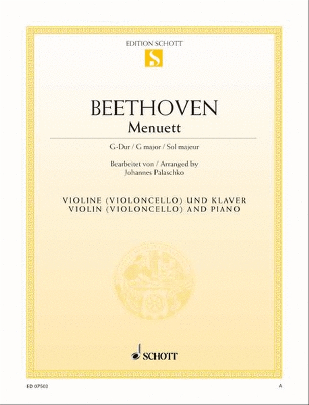 Ludwig van Beethoven: Menuet G-dur WoO 10/2 - Johannes Palaschko - nuty na skrzypce lub wiolonczelę i fortepian