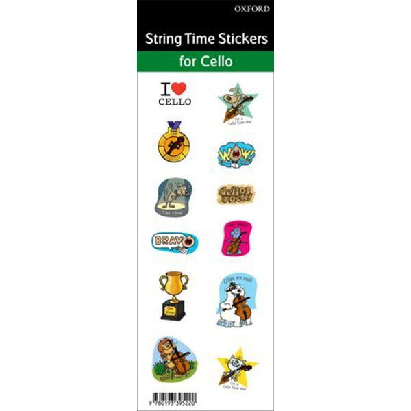 Cello Time stickers - zestaw naklejek - naklejki wiolonczela (6 stron po 12 naklejek)