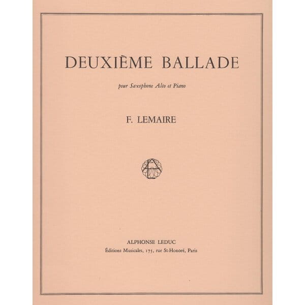 Felix Lemaire - Deuxieme Ballade - nuty na saksofon altowy z fortepianem