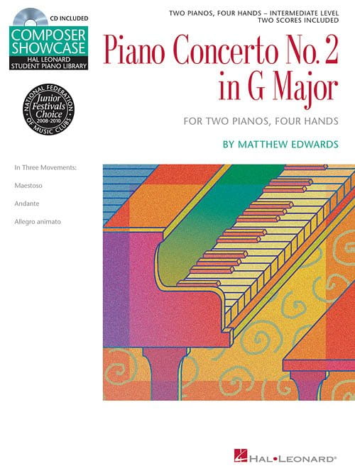 Composer Showcase: Matthew Edwards - Piano Concerto No. 2 in G Major - nuty na dwa fortepiany, cztery ręce (+ audio online)