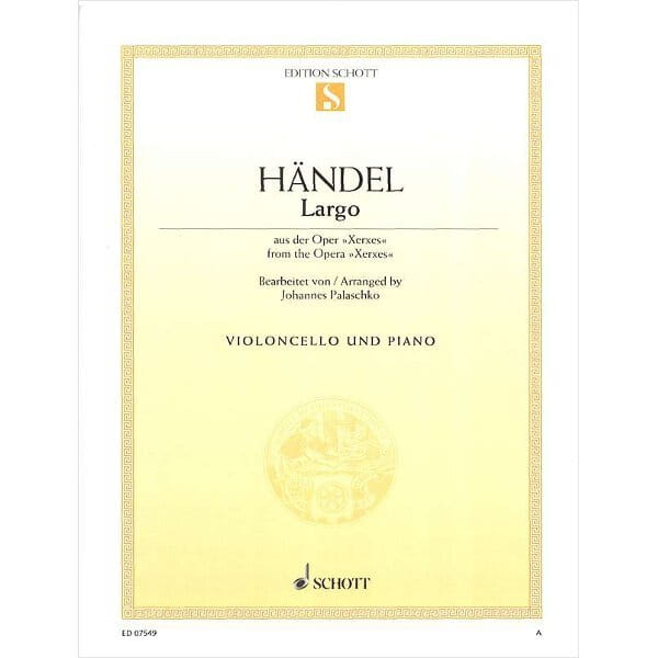Georg Friedrich Handel - Largo z opery Xerxes- nuty na wiolonczelę z fortepianem
