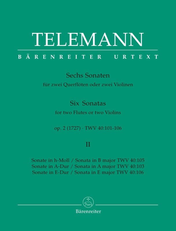 Georg Philippe Telemann: Six Sonatas for two Flutes or two Violins op. 2 TWV 40:103, 105, 106 - sonaty na dwa flety lub dwoje skrzypiec część 2