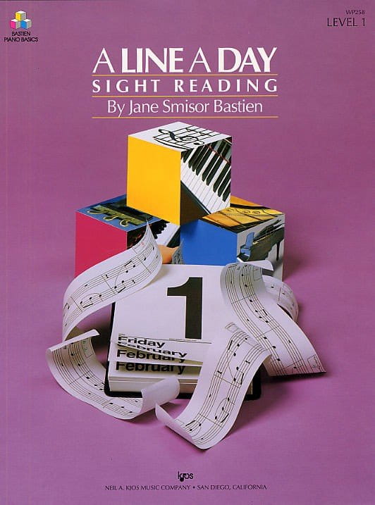 Jane Smisor Bastien: A Line A Day Sight Reading Level 1 - podstawowe ćwiczenia z czytania nut na fortepian