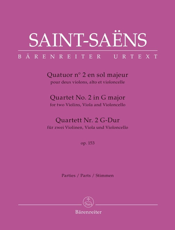 Camille Saint-Saens, Fabien Guilloux: Quartet for two Violins, Viola and Violoncello no. 2 in G major op. 153 - nuty na kwartety smyczkowe