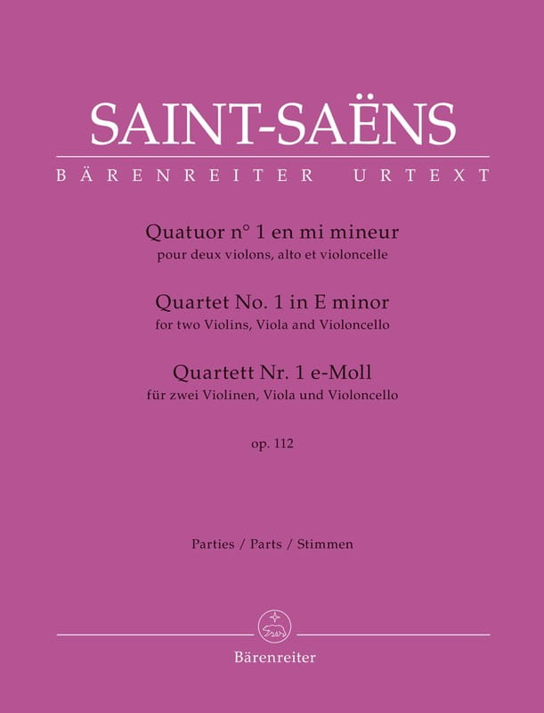 Camille Saint-Saens, Fabien Guilloux: Quartet for two Violins, Viola and Violoncello no. 1 in E minor op. 112 - nuty na kwartety smyczkowe
