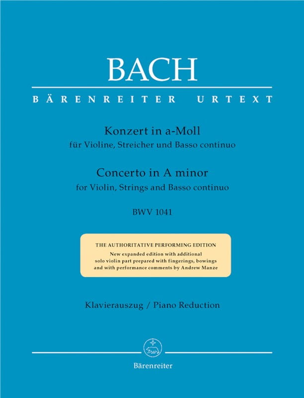 Jan Sebastian Bach: Concerto for Violin, Strings and Basso Continuo in A minor BWV 1041 - Koncert skrzypcowy a-moll Bacha - nuty na skrzypce z fortepi