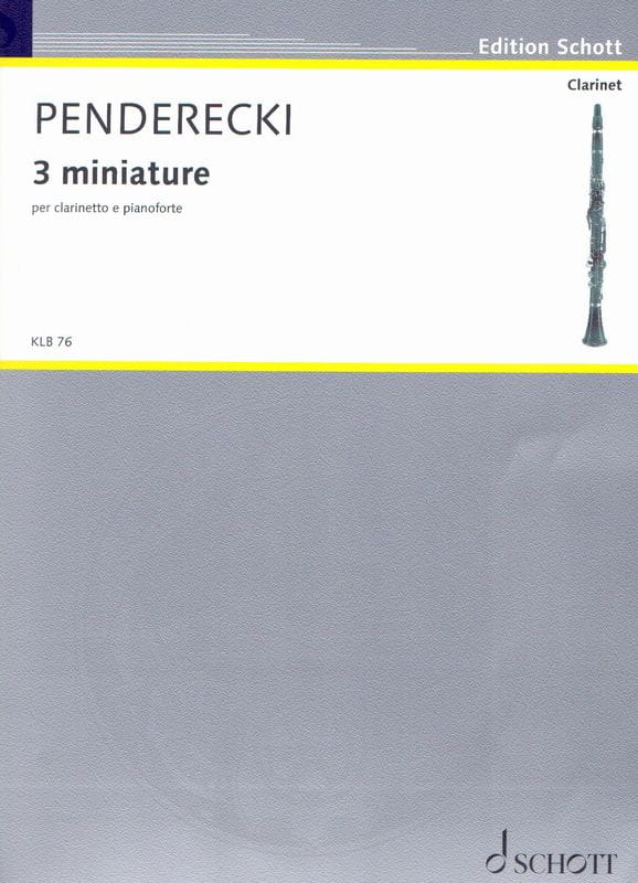 Krzysztof Penderecki: 3 miniatury na klarnet i fortepian - nuty na klarnet
