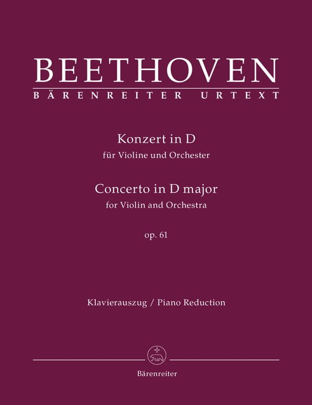 Ludwig van Beethoven: Concerto in D major for Violin and Orchestra - koncert skrzypcowy D-dur op. 61 - nuty na skrzypce i fortepian
