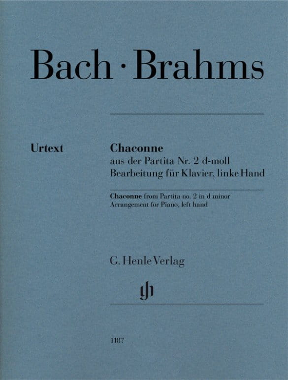 Jan Sebastian Bach, Johannes Brahms: Chaconne from Partita No. 2 in D Minor for Piano left hand; Ciaccona 5 część partity d-moll BWV 1004 - nuty na fo