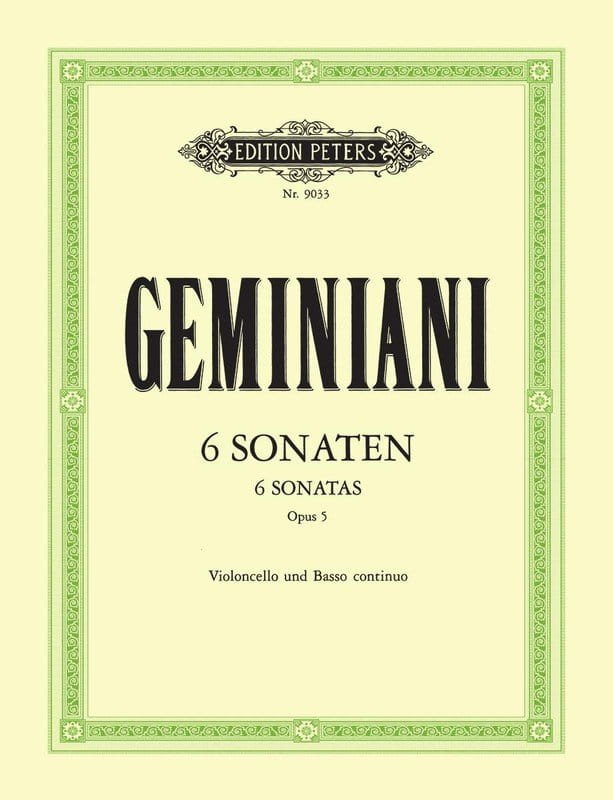 Francesco Geminiani: 6 Sonaten op. 5 - 6 sonat op. 5 na wiolonczelę i basso continuo