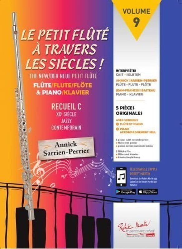 Annick Sarrien Perrier: Le Petit Flute volume 9 - Le Petit Flute a Travers les Siecles! recueil C (+ audio online) - nuty na flet poprzeczny z fortepi