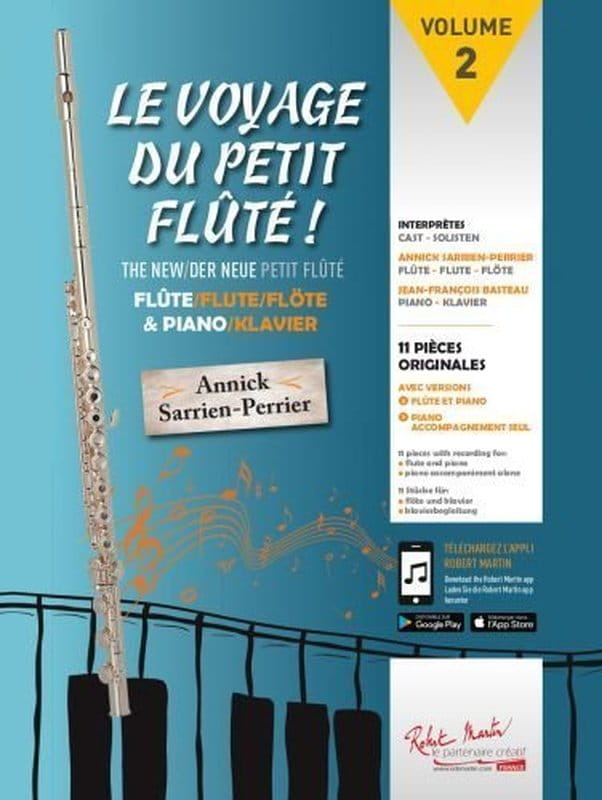 Annick Sarrien Perrier: Le Petit Flute volume 2 - Le voyage du petite flute! (+ audio online) - nuty na flet poprzeczny z fortepianem