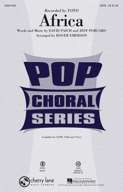 David Paich, Jeff Porcaro: Africa for SATB Choir and Piano - Toto - nuty na chór mieszany z fortepianem