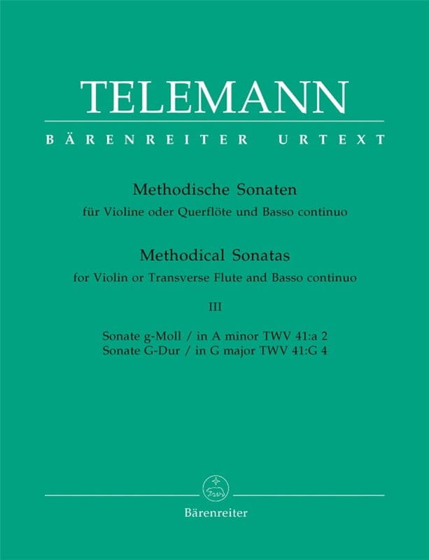 Georg Philipp Telemann: Methodical Sonatas for Violin or Flute and Basso continuo Volume 3 - 12 sonat metodycznych (5-6) - nuty na skrzypce lub flet p