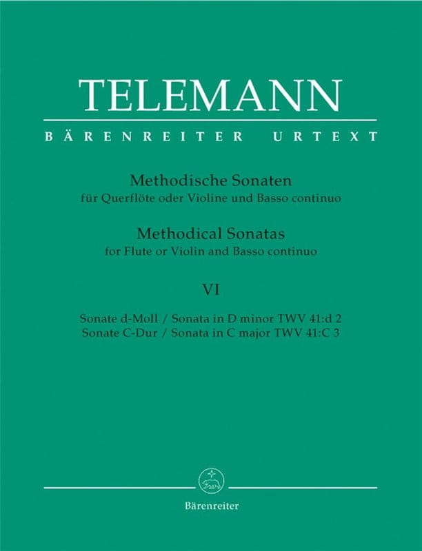Georg Philipp Telemann: Methodical Sonatas for Violin or Flute and Basso continuo Volume 6 - 12 sonat metodycznych (11-12) - nuty na skrzypce lub flet