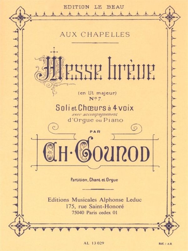 Charles Gounod: Messe Breve en Ut majeur No. 7 - msza C-dur - nuty na chór SATB i organy