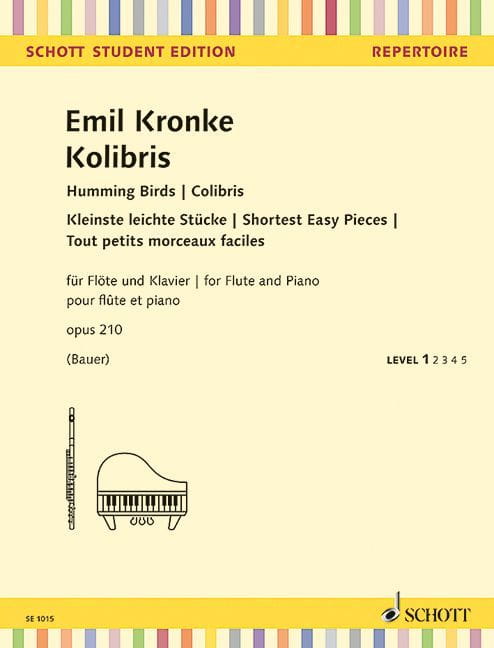 Emil Kronke: Kolibris op. 210 - Humming Birds - Colibris - najkrótsze łatwe utwory - nuty na flet poprzeczny i fortepian