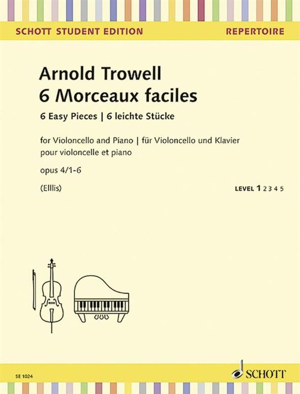 Arnold Trowell: 6 Morceaux Faciles op. 4 nr 1-6 - sześć łatwych utworów - nuty na wiolonczelę i fortepian