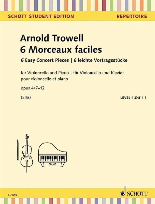 Arnold Trowell: 6 Morceaux Faciles op. 4 nr 7-12 - sześć łatwych utworów - nuty na wiolonczelę i fortepian
