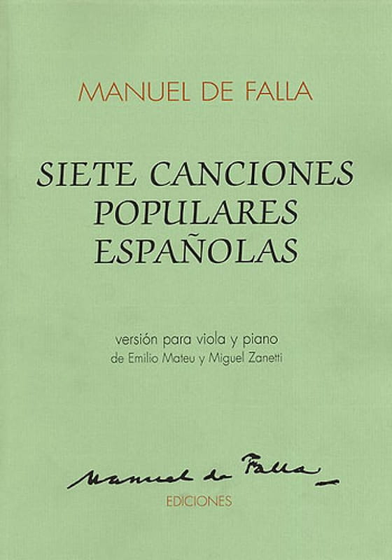 Manuel de Falla: Siete Canciones Populares Espanolas - 7 hiszpańskich pieśni ludowych - nuty na altówkę z fortepianem