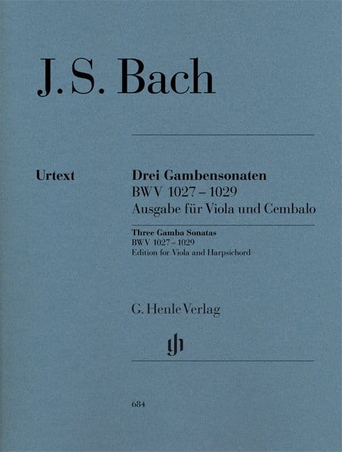 Johann Sebastian Bach: Three Gamba Sonatas BWV 1027-1029 - 3 sonaty - nuty na altówkę i fortepian lub klawesyn