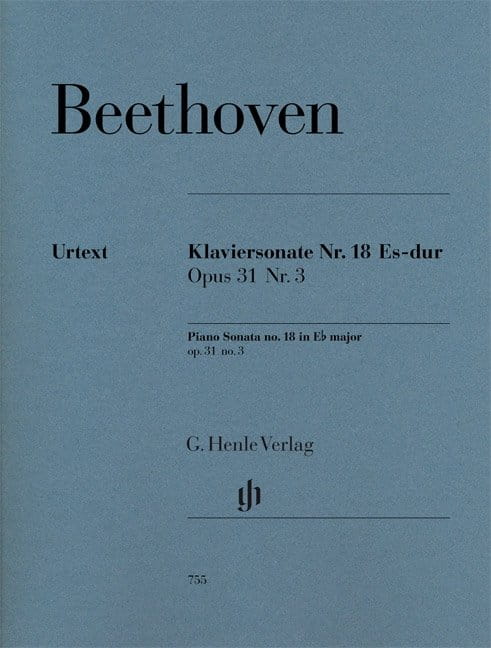 Ludwig van Beethoven: Piano Sonata no. 18 in E flat major op. 31 nr 3 - Sonata fortepianowa nr 18 Es-dur - nuty na fortepian