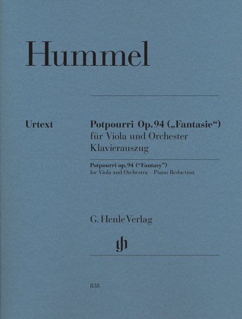 Johann Nepomuk Hummel: Potpourri (Fantasy) op. 94 for Viola and Orchestra - Potpourri Fantazja - nuty na altówkę i fortepian