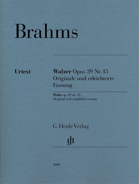 Johannes Brahms: Waltz op. 39 no. 15 - Walc nr 15 - wersja oryginalna i uproszczona - nuty na fortepian