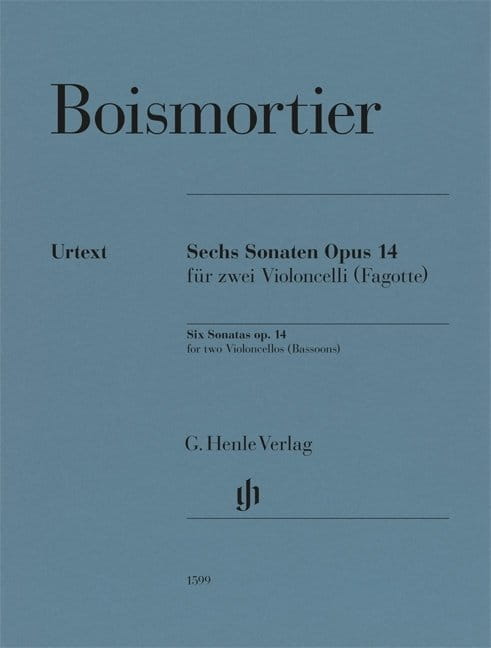 Joseph Bodin de Boismortier: Six Sonatas op. 14 for two Violoncellos (Bassoons) - 6 sonat wiolonczelowych - nuty na dwie wiolonczele lub dwa fagoty