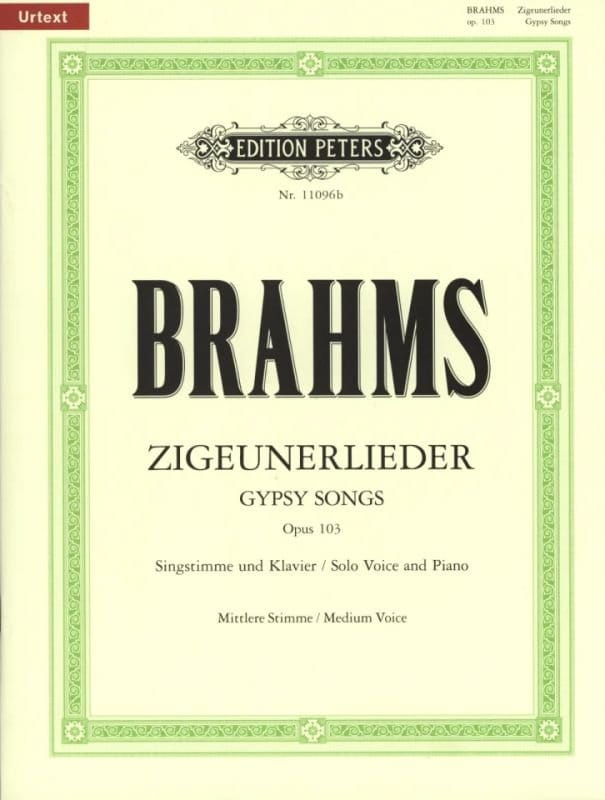 Johannes Brahms: 8 Zigeunerlieder op. 103 - Gypsy Songs for medium voice and piano - Pieśni cygańskie - nuty na głos średni i fortepian
